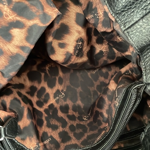 B Makowsky Black Leather Handbag - Picture 9 of 10